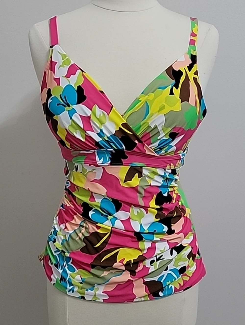 Anne Cole Bright Floral Wide Strap Padded Tankini Swim Top  Size 36C/38B NWOT